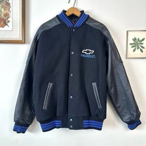 Vintage 1990’s Choko Motorsports Chevrolet Genuine Leather & Wool Bomber Jacket